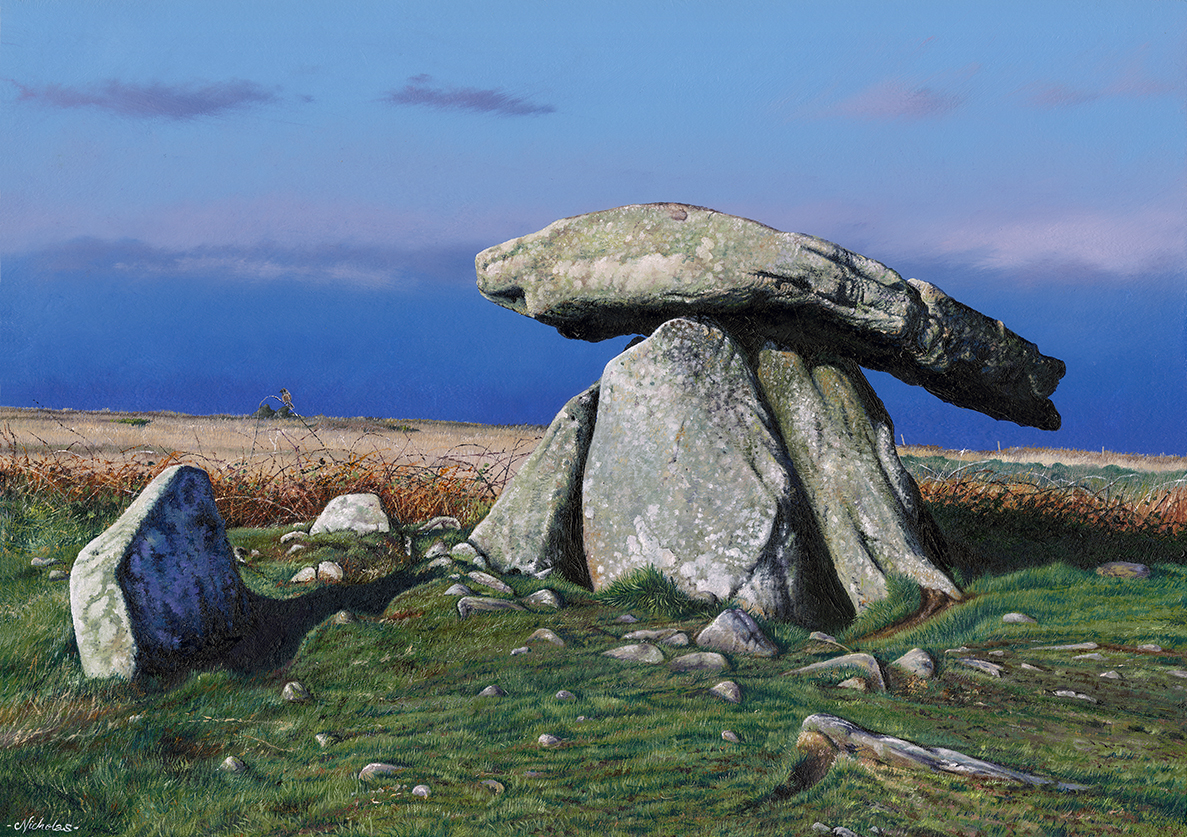 LE855 Chun Quoit, West Penwith - a detailed print by artist Nicholas Smith