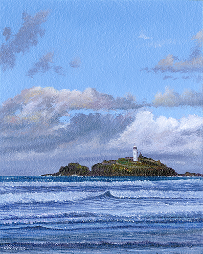 OE7 Godrevy Lighthouse - a detailed print by artist Nicholas Smith
