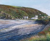 OE34 Crackington Haven - a detailed print of a Cornish cove by artist Nicholas Smith